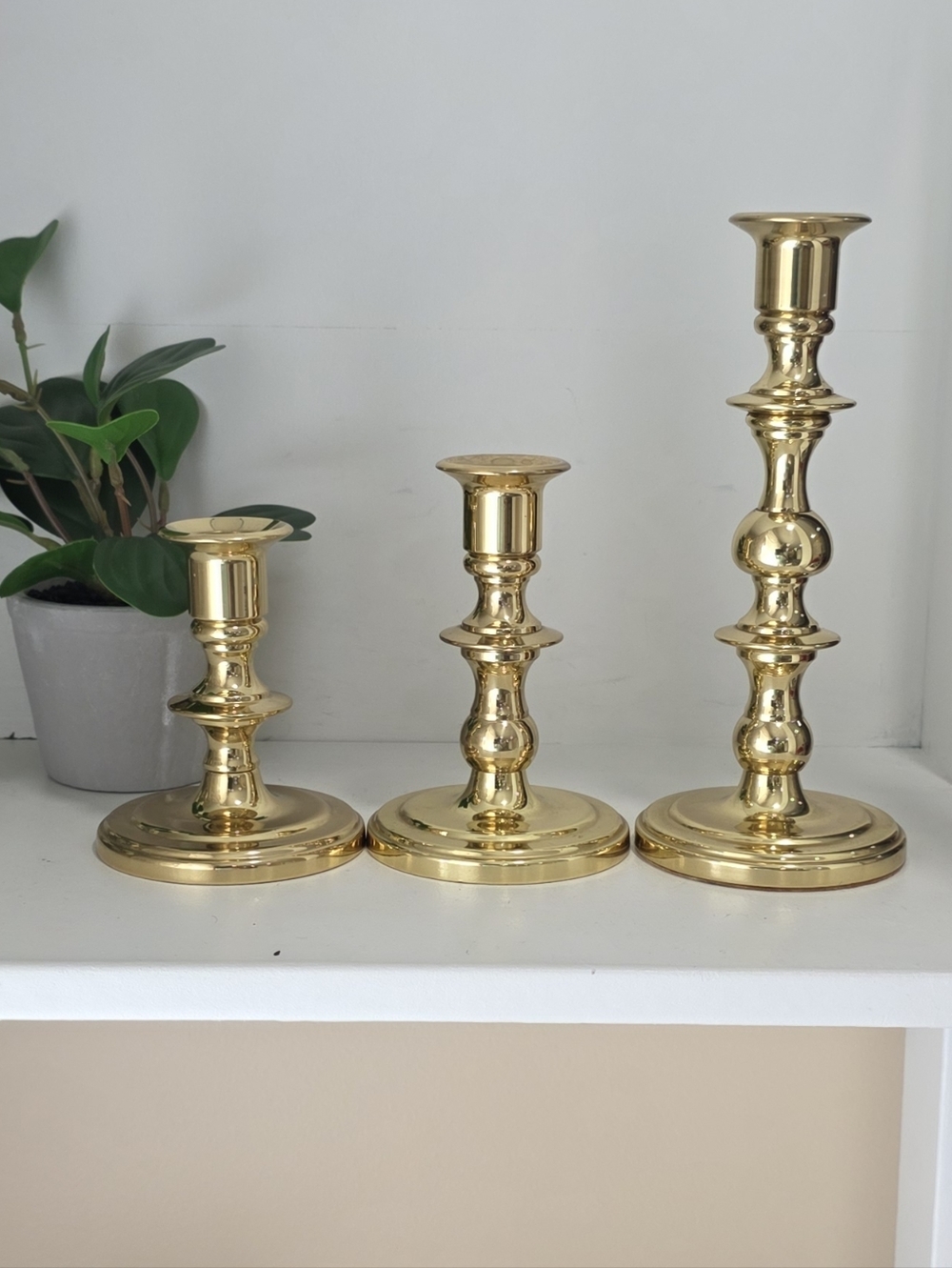 Baldwin vintage collectible Set of 3  pedestal brass candle stick holders